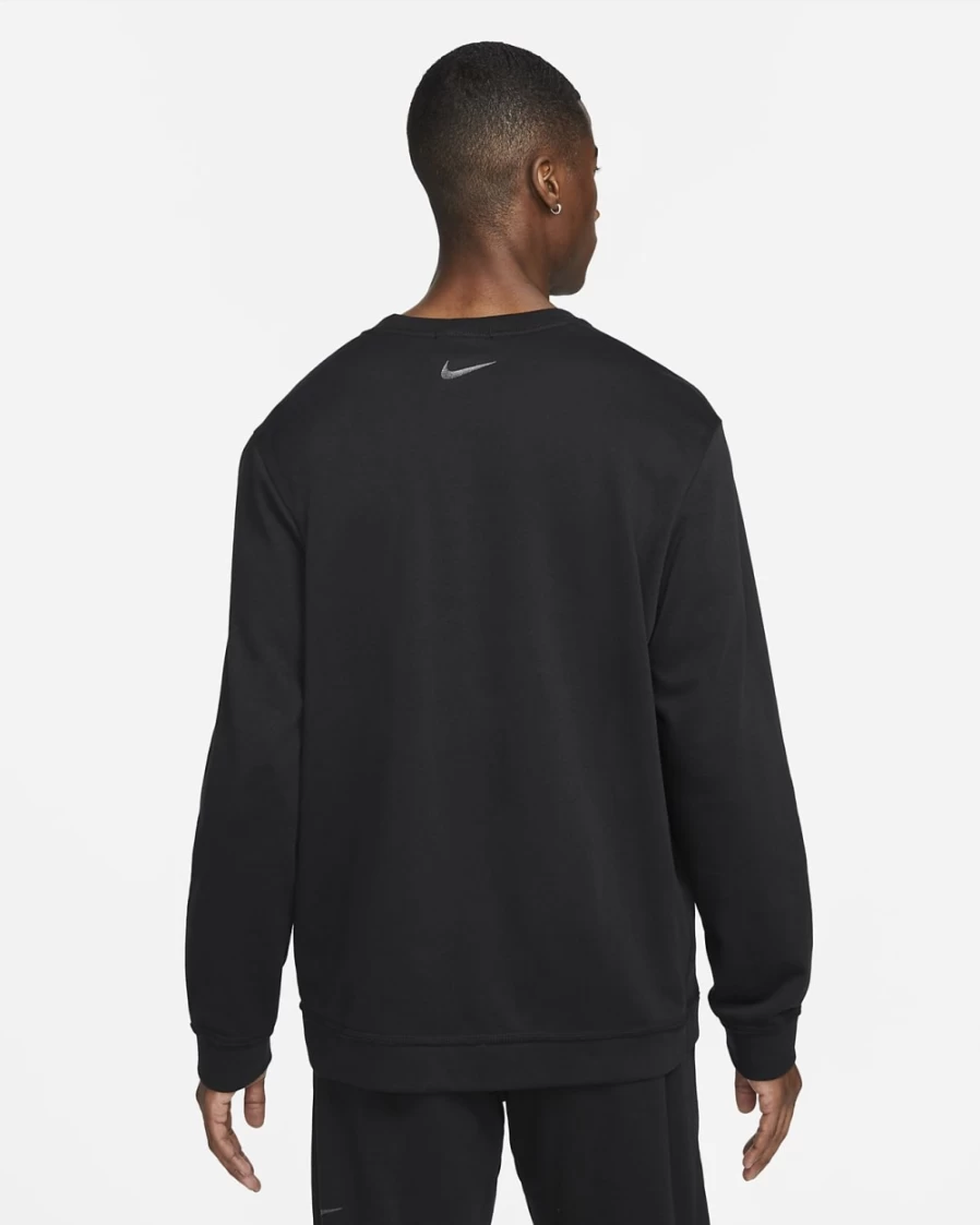 Nike Men's Yoga Crew Sweatshirt - Black & Iron Grey Athletic Top for Men
