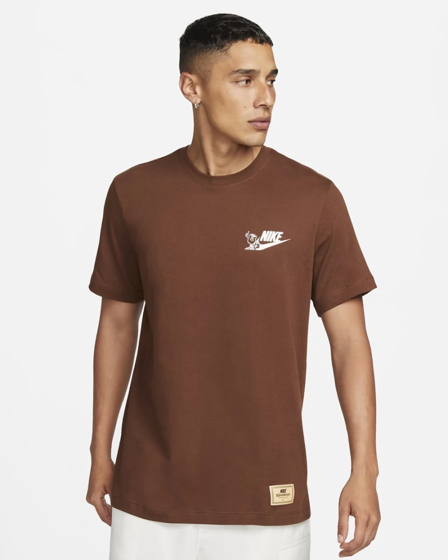 Nike Men's Cacao Wow Sportswear T-Shirt - Athletic Comfort Fit Tee