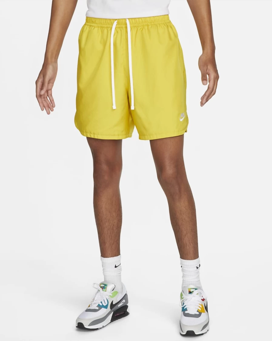 Nike Men's Vivid Sulfur/White Sport Essentials Woven Lined Flow Shorts - Lightweight Athletic Training Shorts