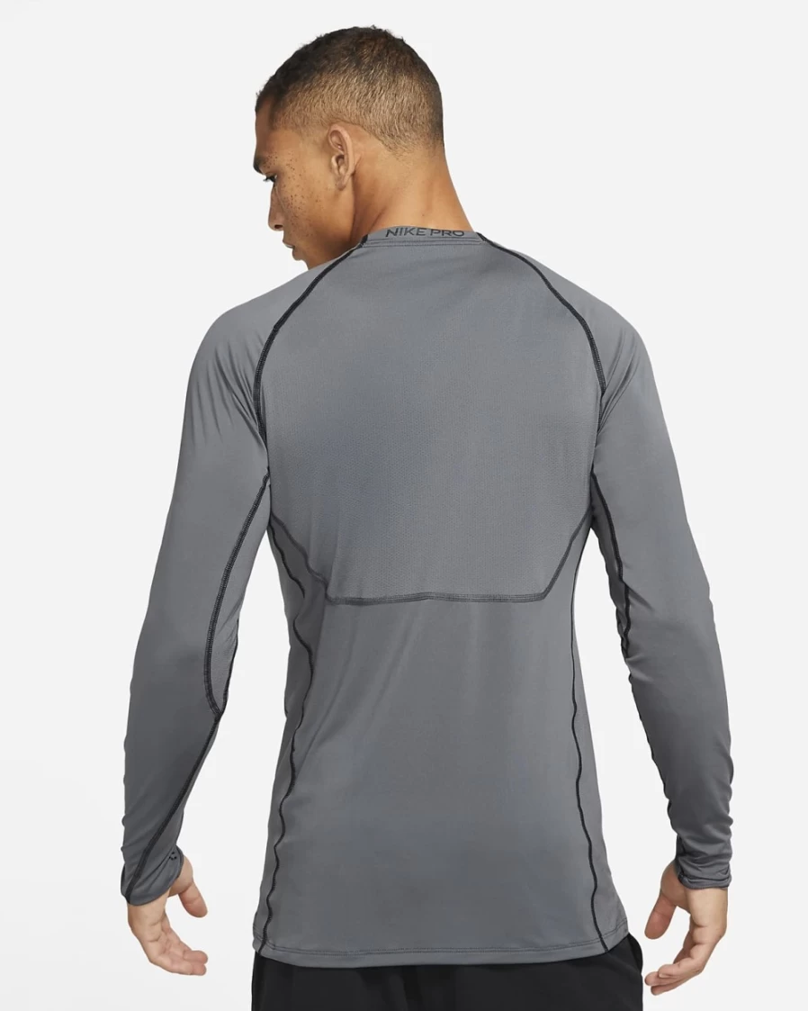 Nike Pro Dri-FIT Men's Iron Grey/Black Slim Fit Long-Sleeve Workout Top
