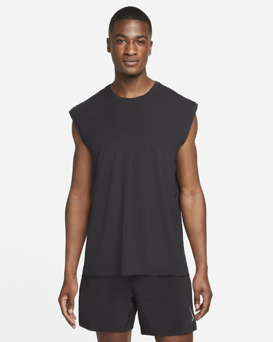Nike Dri-FIT Men's Yoga Tank Top - Black & Iron Grey Workout Shirt