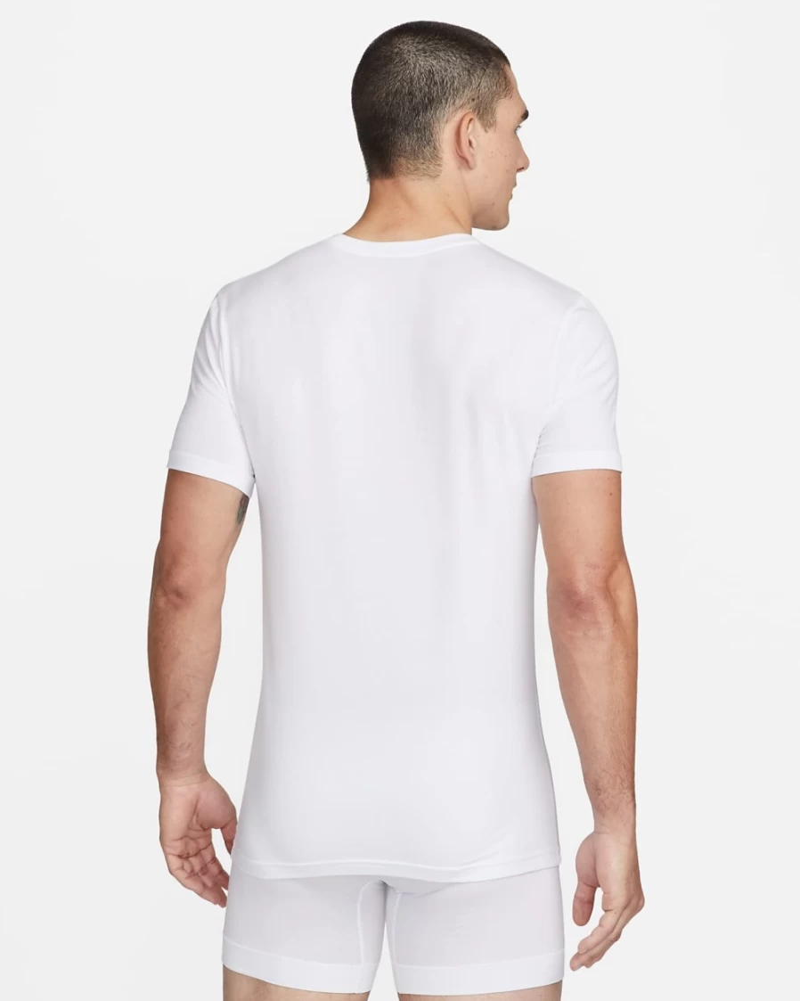 Nike Men's Dri-FIT Essential Cotton Stretch Slim Fit White Crew Neck Undershirt (2-Pack)