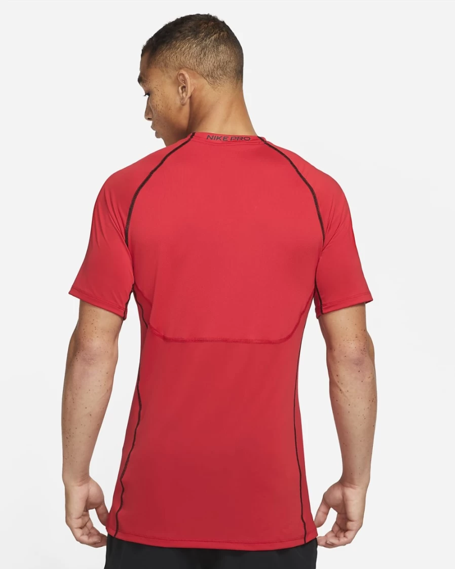 Nike Pro Dri-FIT Men's Slim Fit Short-Sleeve Top - University Red/Black/Black Moisture-Wicking Workout Shirt