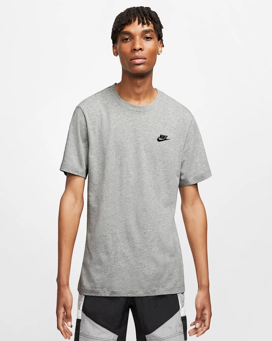 Nike Club Men's Dark Grey Heather/Black Sportswear T-Shirt