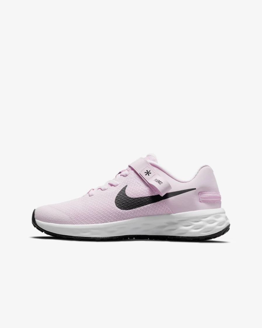 Nike Revolution 6 FlyEase Big Kids' Road Running Shoes - Easy On/Off - Pink Foam/Black - for Boys and Girls