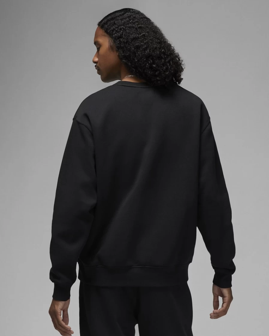 Nike Jordan Brooklyn Fleece Men's Crew-Neck Sweatshirt - Black/White Pullover for Men