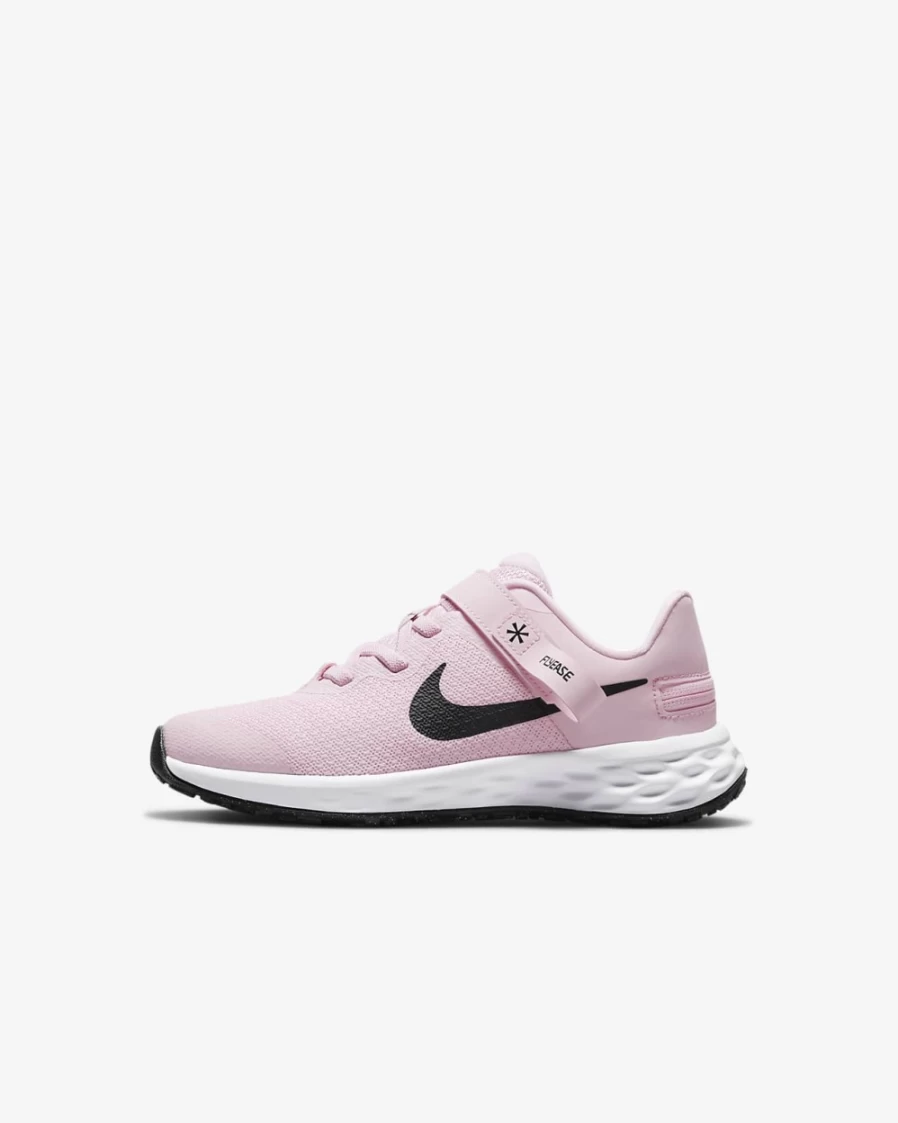 Nike Revolution 6 FlyEase Easy On/Off Kids' Shoes for Boys and Girls - Pink Foam/Black