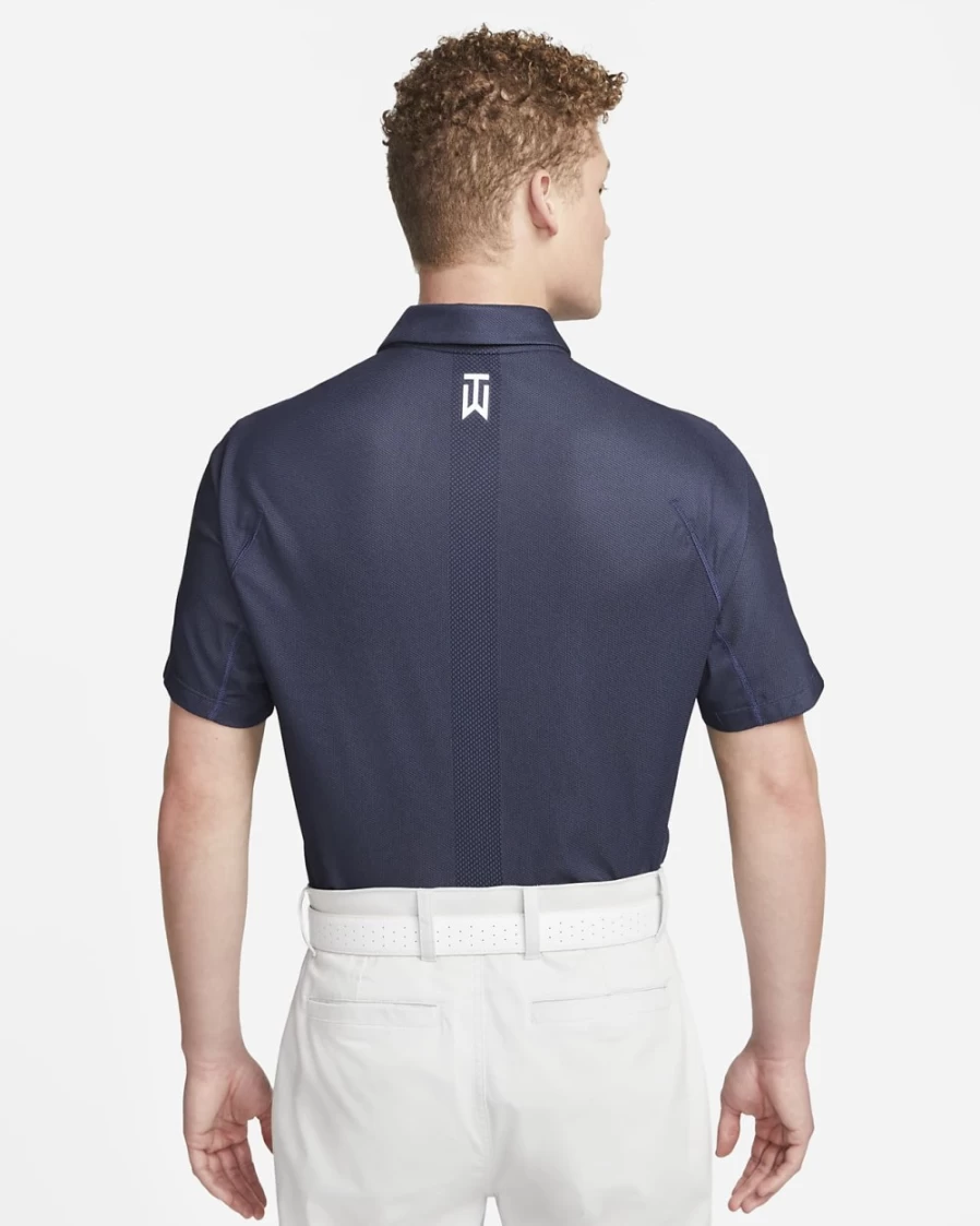 Nike Dri-FIT ADV Tiger Woods Men's Golf Polo Shirt - Midnight Navy, Thunder Blue & White Performance Tee