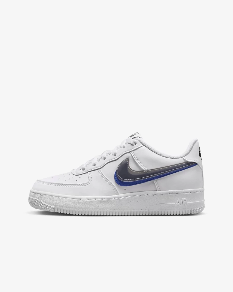 Nike Air Force 1 Impact Next Nature Bid Kids' Shoes - White/Hyper Royal/Summit White/Black - Boys & Girls Sneakers