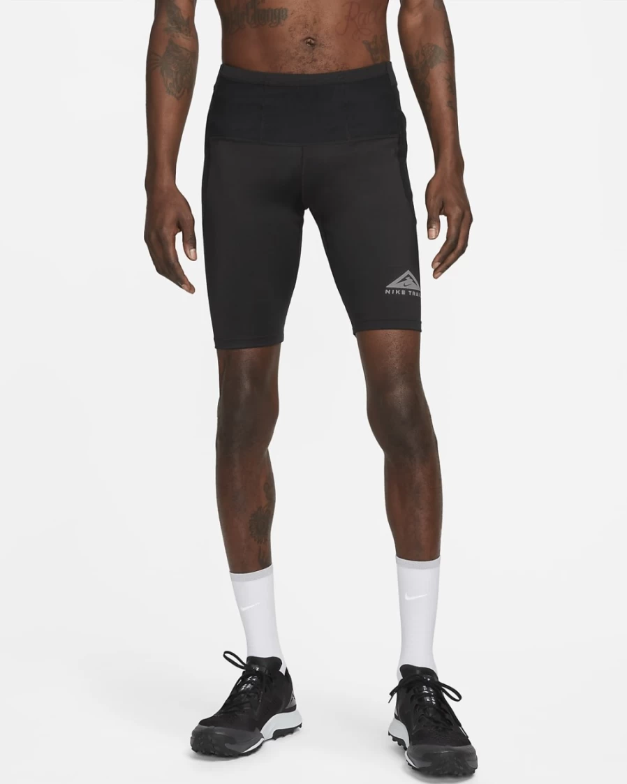 Nike Men's Trail Dri-FIT Lava Loops Black/White 1/2-Length Running Tights for Trail