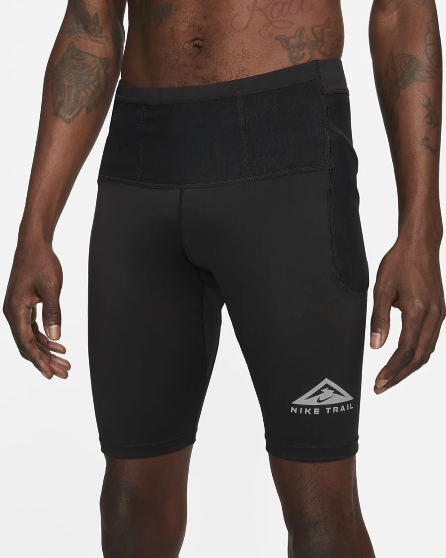 Nike Men's Trail Dri-FIT Lava Loops Black/White 1/2-Length Running Tights for Trail