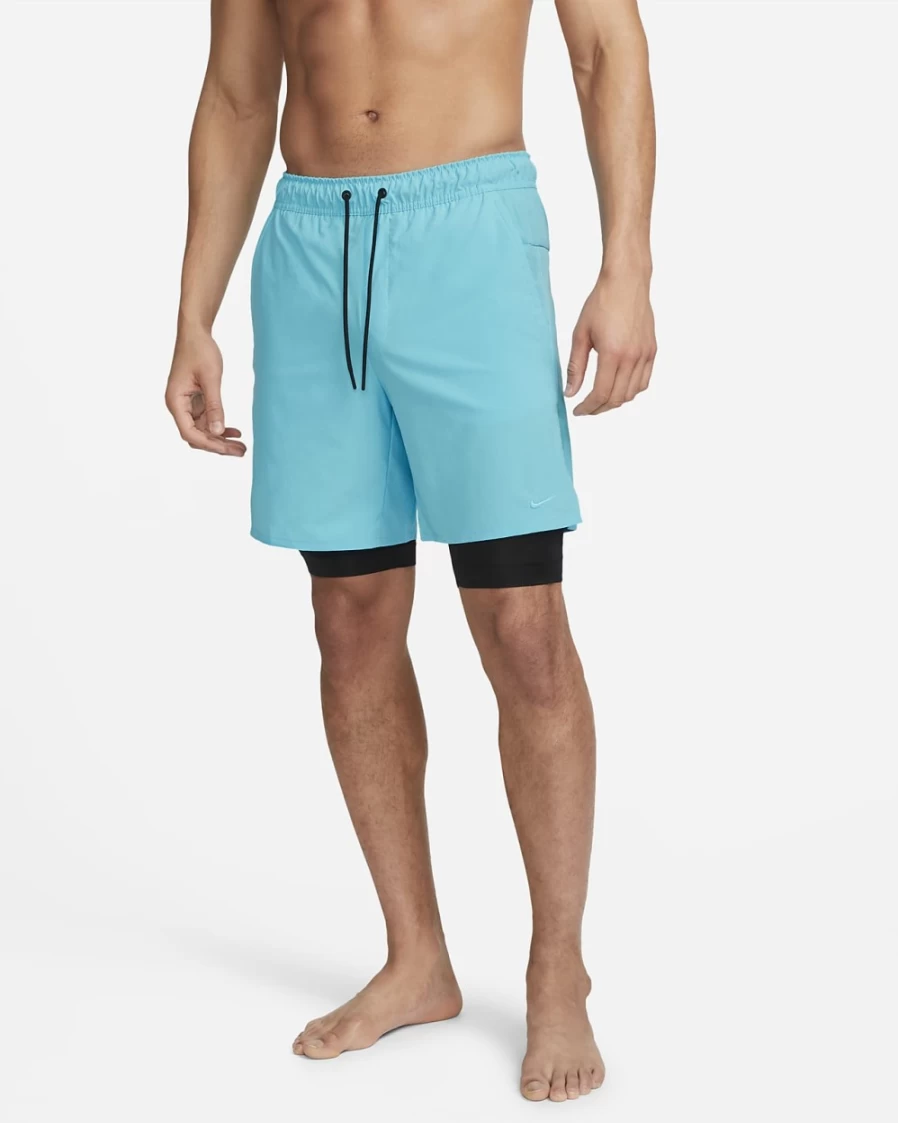 Nike Dri-FIT Unlimited Men's 7" 2-in-1 Running Shorts - Baltic Blue & Black Athletic Training Shorts for Men