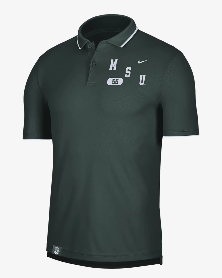 Nike Dri-FIT UV Michigan State Men's Polo - Pro Green/White, Moisture-Wicking, Breathable Performance Shirt