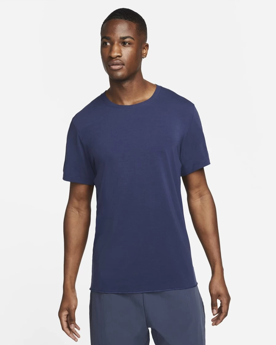 Nike Dri-FIT Men's Yoga Top - Midnight Navy/Iron Grey Performance Workout Shirt
