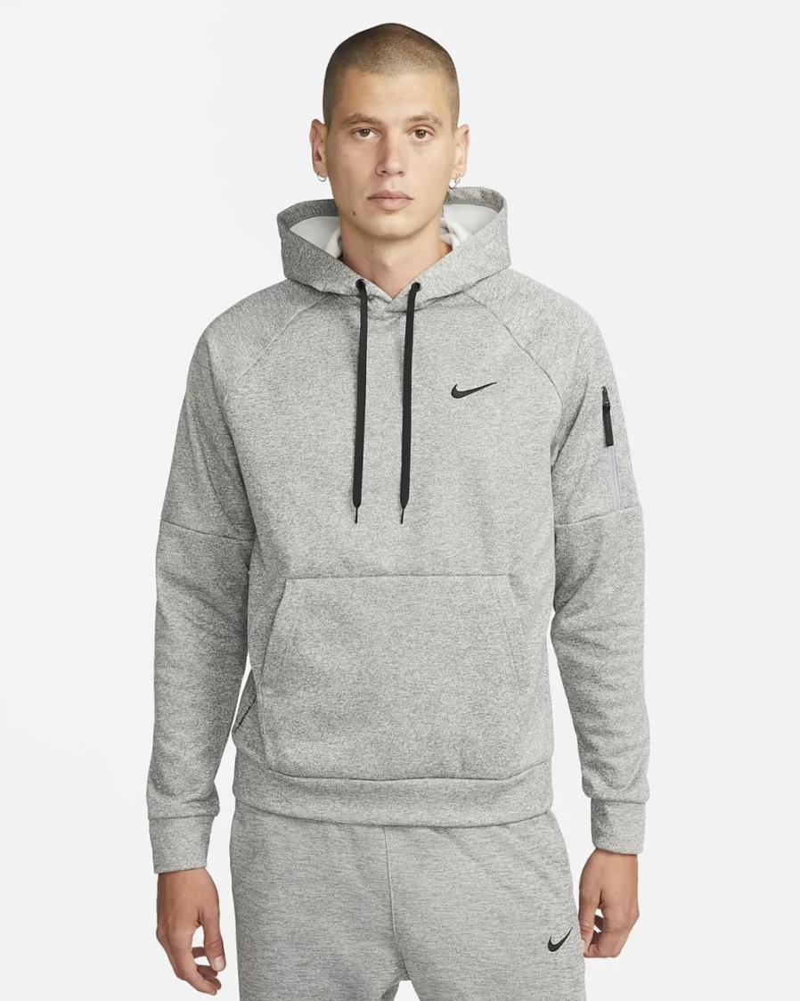Nike Therma-FIT Men's Dark Grey Heather Pullover Hoodie for Fitness & Training
