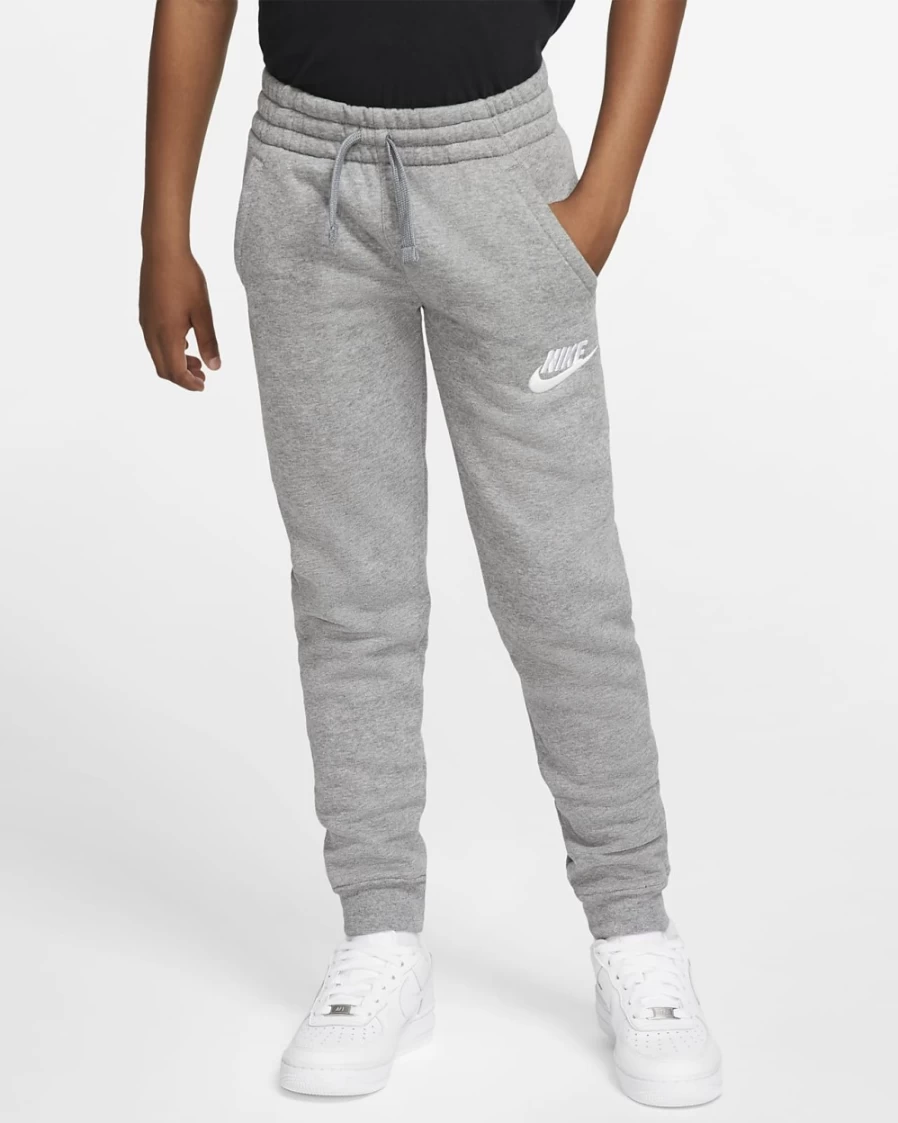 Nike Sportswear Club Fleece Big Kids' Pants for Boys & Girls - Carbon Heather/Cool Grey/White