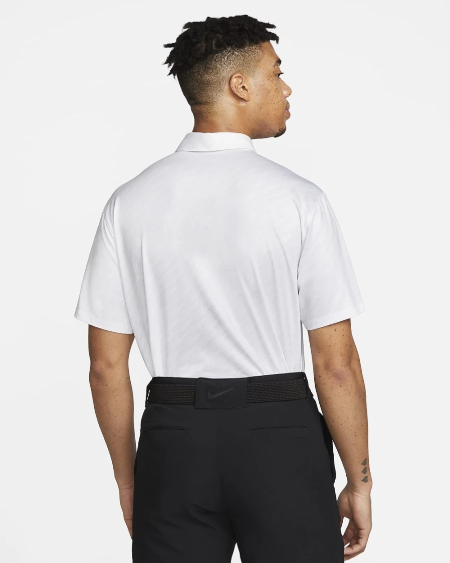 Nike Men's Dri-FIT Vapor Striped Golf Polo Shirt - White & Black Moisture-Wicking Performance Top