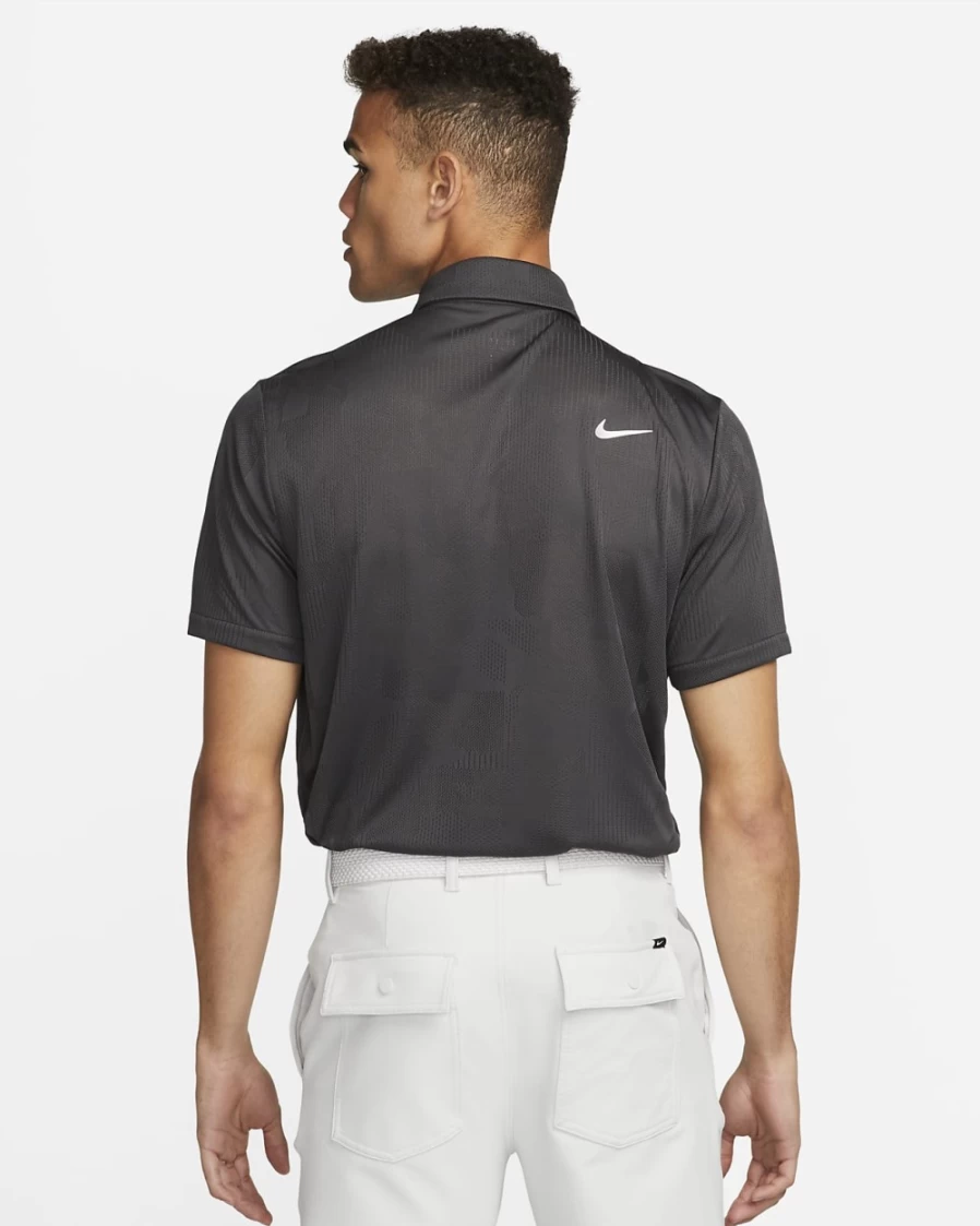 Nike Men's Dri-FIT Tour Jacquard Golf Polo Shirt - Anthracite/White, Moisture-Wicking Performance Top