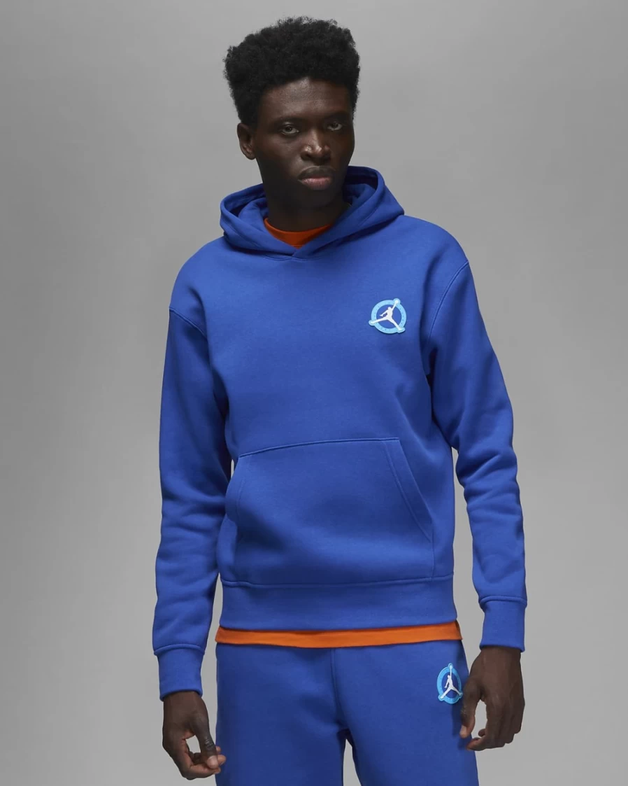 Nike Jordan Flight MVP Men's Fleece Pullover Hoodie - Game Royal/Rush Orange