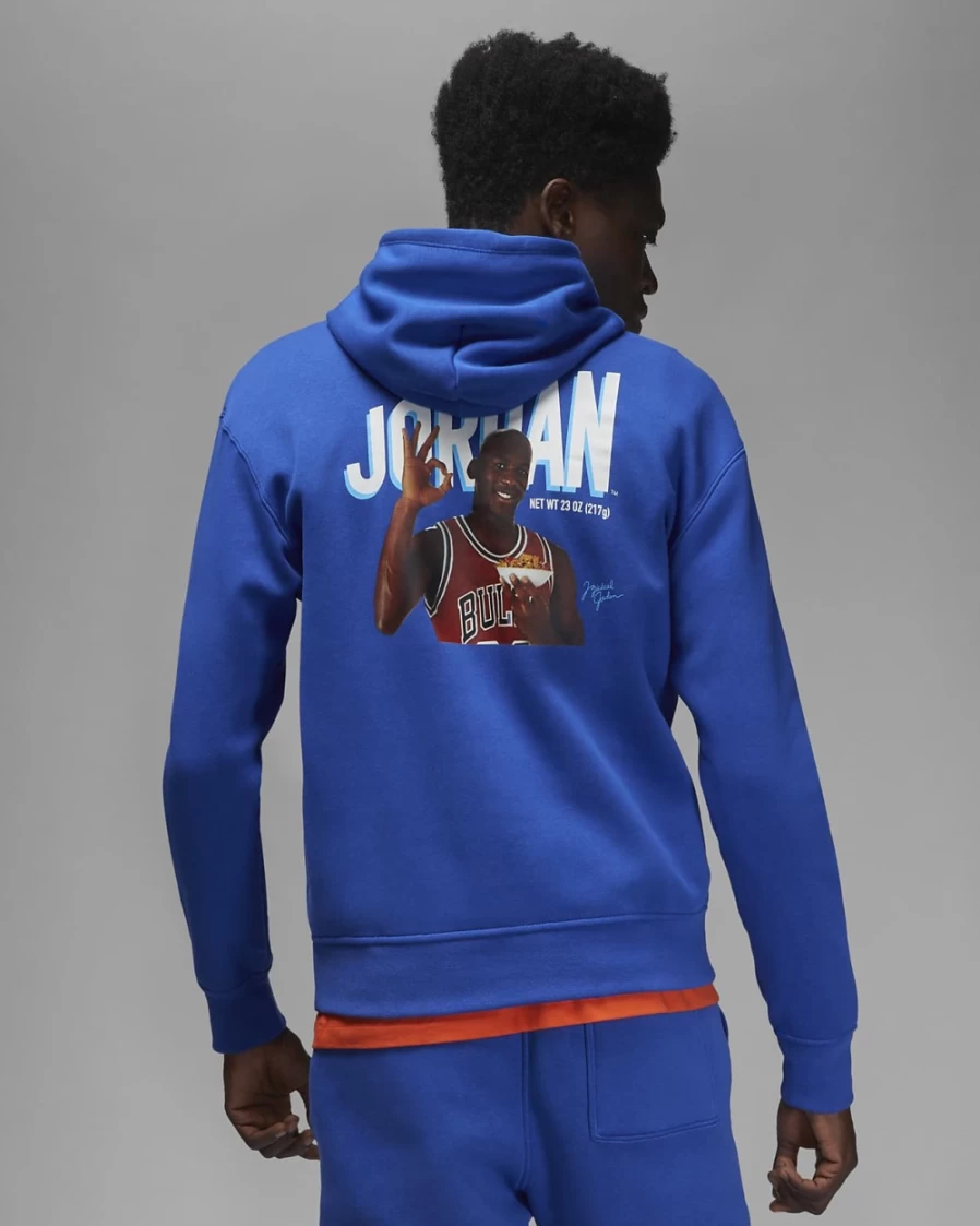 Nike Jordan Flight MVP Men's Fleece Pullover Hoodie - Game Royal/Rush Orange