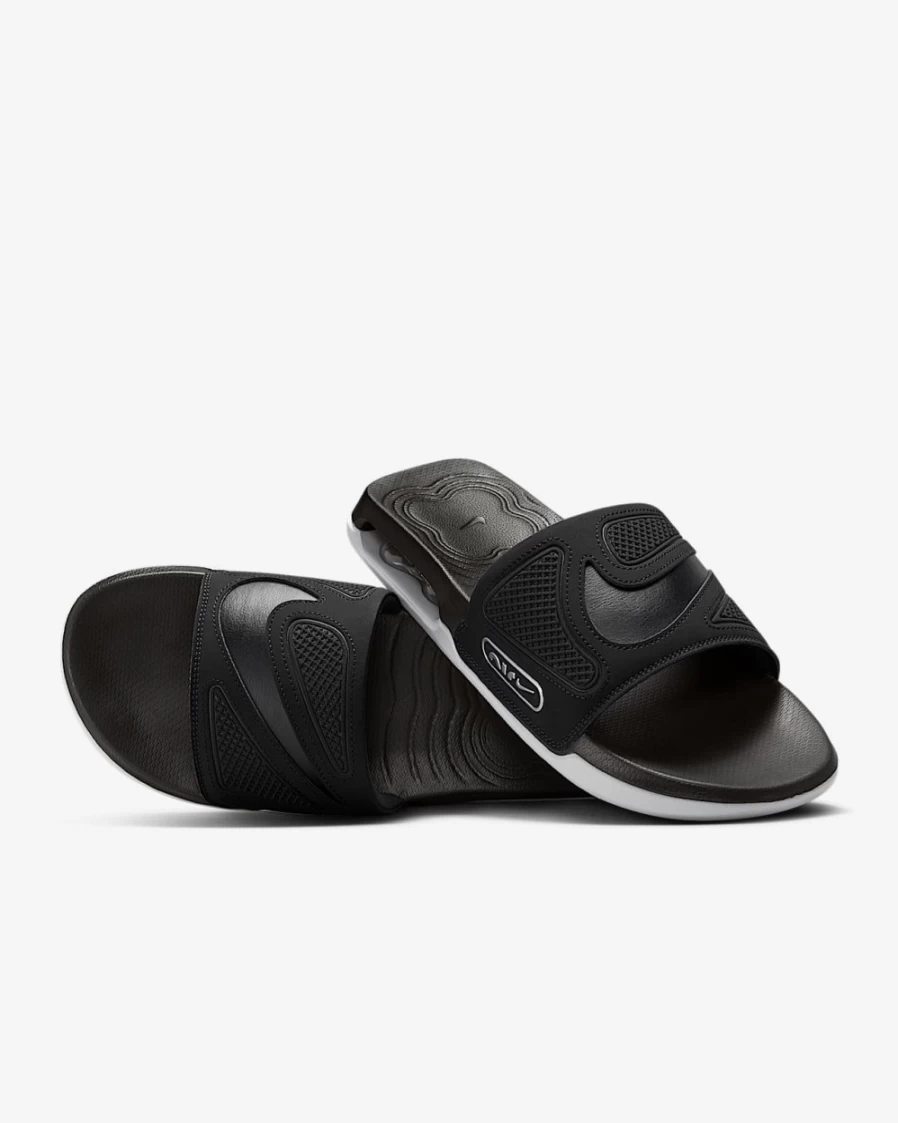 Nike Air Max Cirro Men's Slides - Black/Metallic Silver/White Comfortable Athletic Sandals for Men