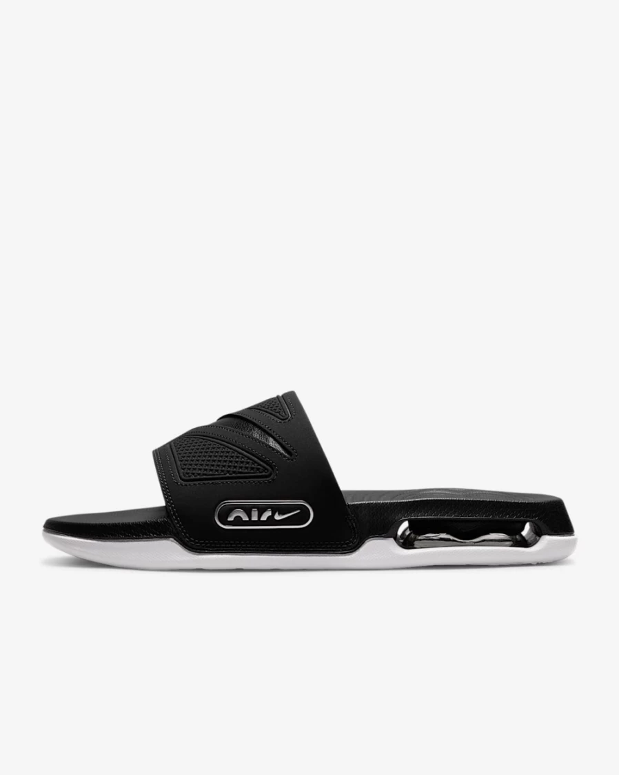 Nike Air Max Cirro Men's Slides - Black/Metallic Silver/White Comfortable Athletic Sandals for Men