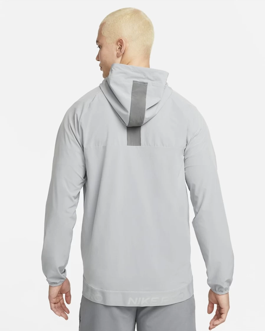 Nike Pro Dri-FIT Men's Flex Vent Max Full-Zip Hooded Training Jacket in Particle Grey, Iron Grey & Black