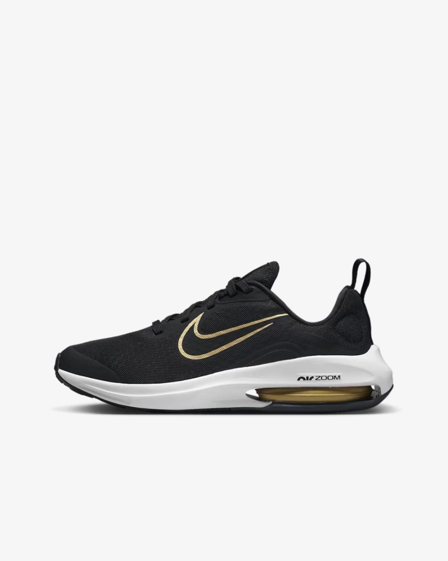 Nike Air Zoom Arcadia 2 Big Kids' Road Running Shoes - Black/Wolf Grey/White/Metallic Gold for Boys and Girls