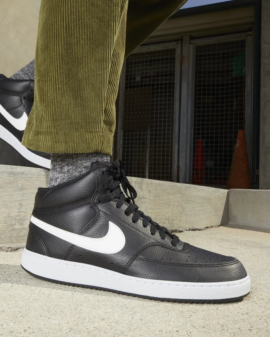 Nike Court Vision Mid Next Nature Men's Sneakers - Black/White Basketball Shoes for Men