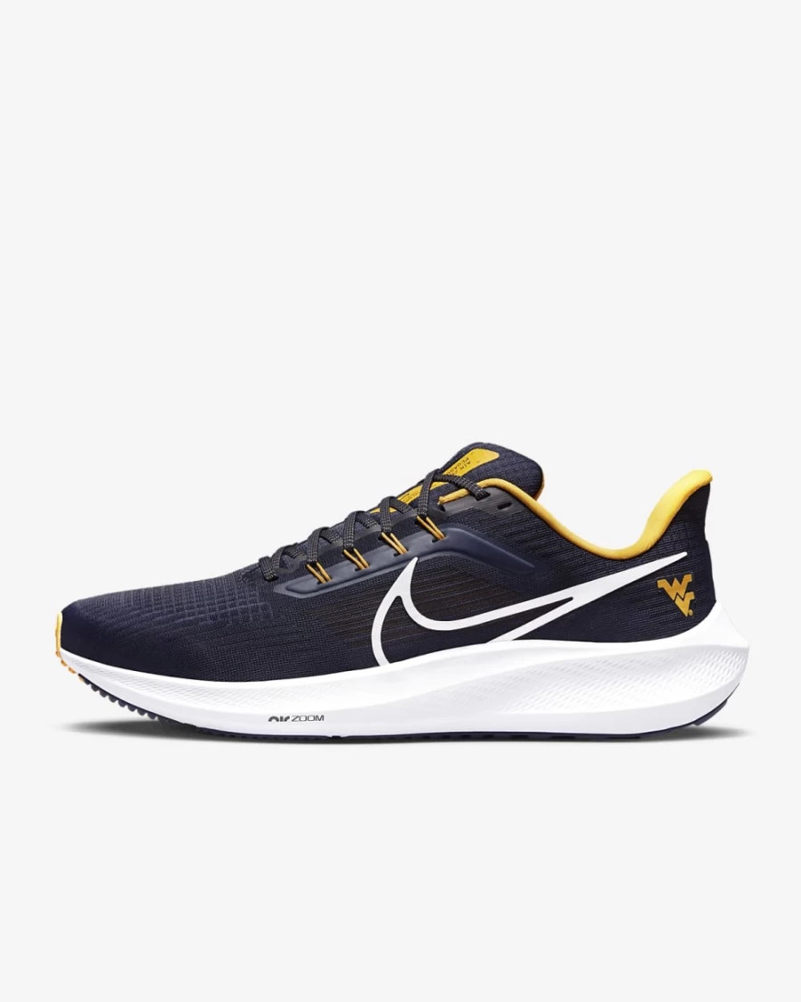 Nike Pegasus 39 Men's Road Running Shoes - College Navy/University Gold/White Colorway - West Virginia Edition