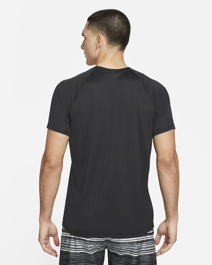 Nike Men's Black Hydroguard Short-Sleeve Swim Shirt - UPF Sun Protection Quick-Dry Essential