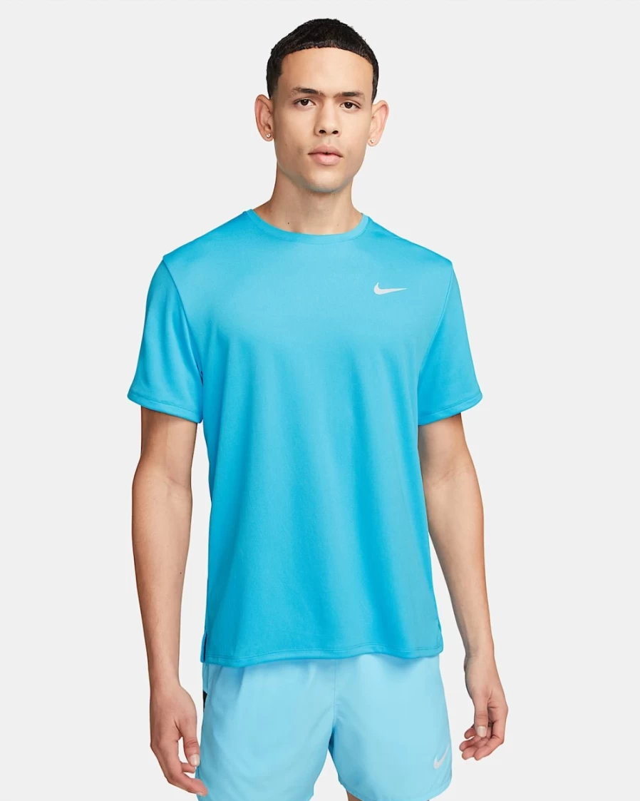 Nike Dri-FIT UV Miler Men's Running Shirt - Baltic Blue, Lightweight Breathable Short-Sleeve Top for Training & Workouts
