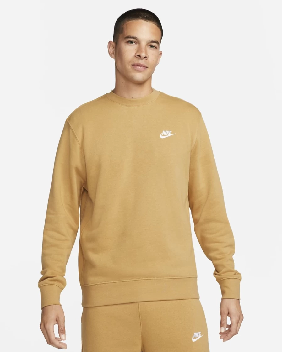 Nike Men's Sportswear Club Fleece Crew Sweatshirt - Elemental Gold/White