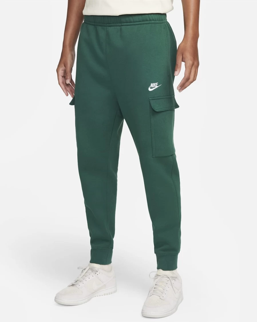 Nike Men's Sportswear Club Fleece Cargo Pants - Gorge Green & White