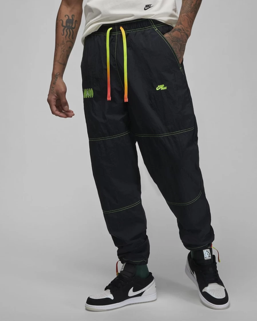Nike Jordan Flight MVP Men's Woven Pants - Black/Electric Green Basketball Casual Trousers