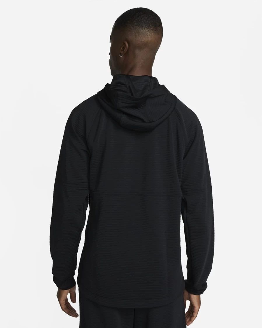 Nike Pro Dri-FIT Men's Fleece Pullover Hoodie - Black & Iron Grey Training Sweatshirt for Workouts