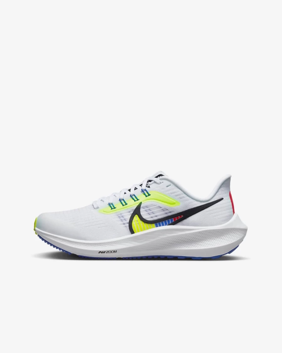 Nike Air Zoom Pegasus 39 Kids' Running Shoes - White/Volt/Racer Blue/Black for Boys & Girls