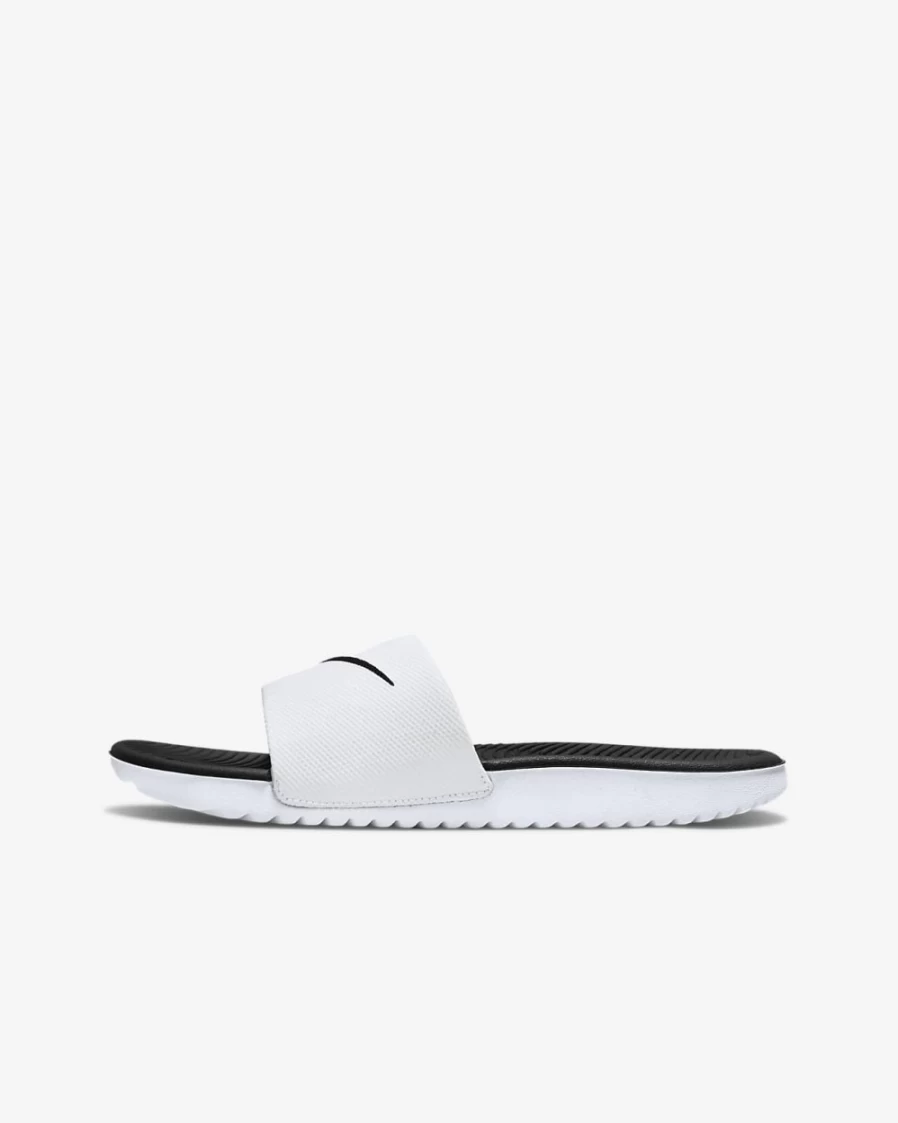 Nike Kawa Slides for Kids - Boys & Girls Comfortable Sandals in White/Black