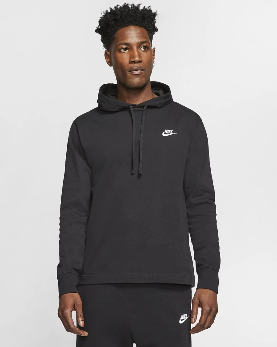 Nike Men's Black/White Club Sportswear Pullover Hoodie Jersey