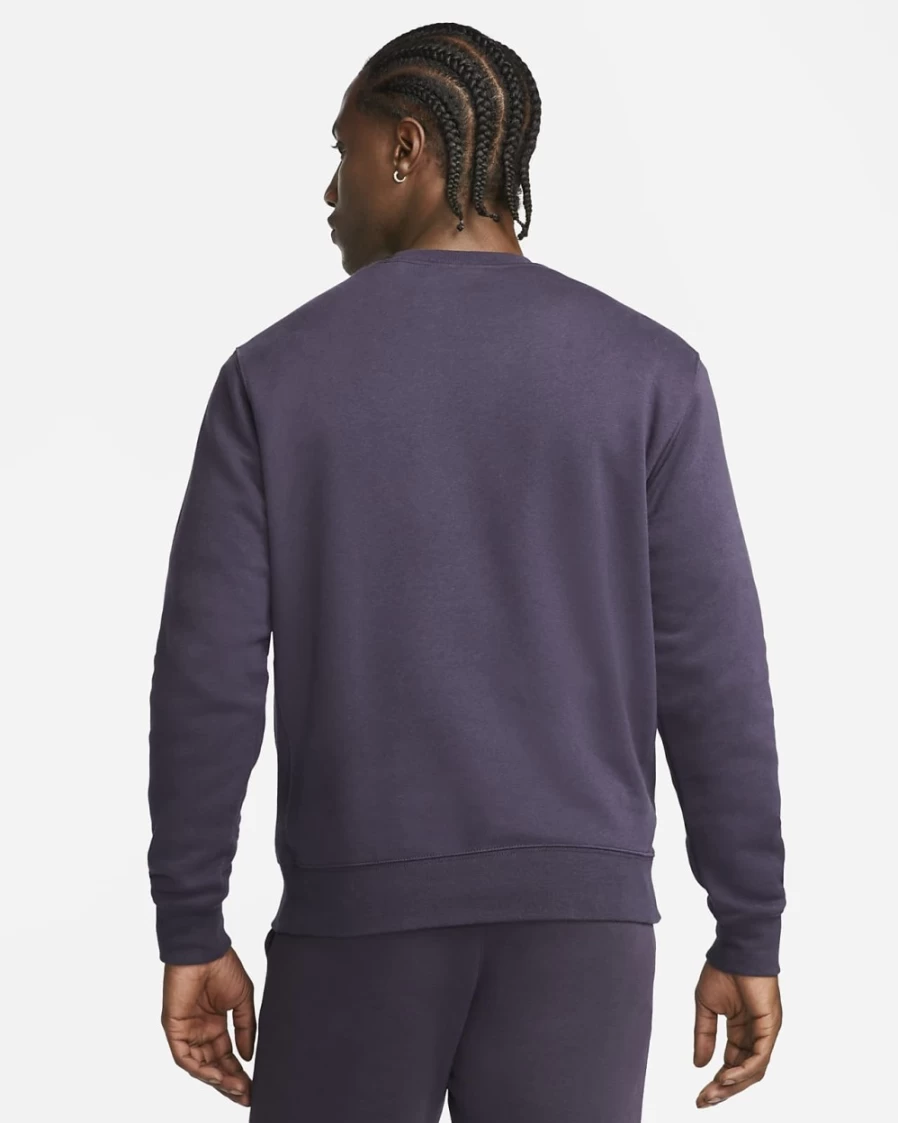 Nike Men's Club Fleece Crew Sweatshirt - Cave Purple/White, Comfortable Sportswear Pullover