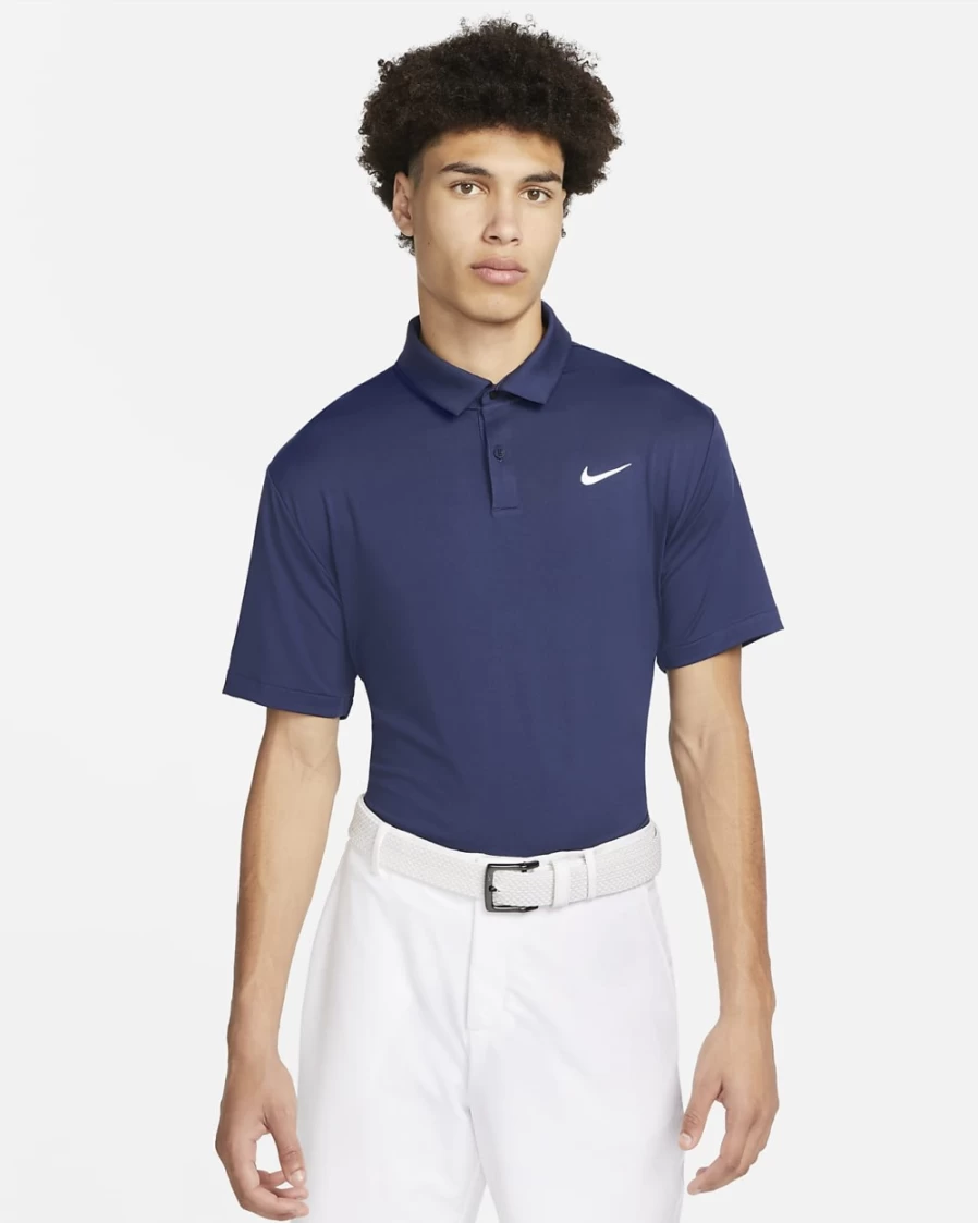 Nike Dri-FIT Tour Men's Golf Polo Shirt - Moisture-Wicking, Breathable, Comfort Fit, Midnight Navy/White