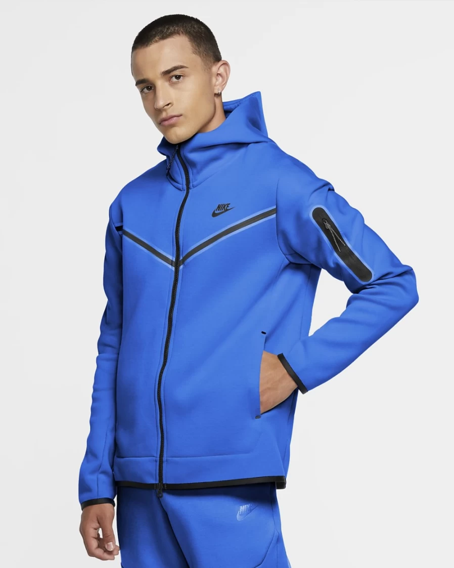 Nike Men's Game Royal/Black Tech Fleece Full-Zip Hoodie - Sportswear Comfort & Style