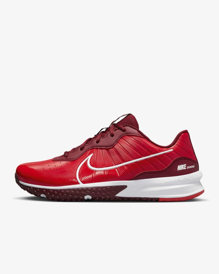 Nike Alpha Huarache Varsity 4 Turf Baseball Shoes for Men - University Red/Team Red/Habanero Red/White