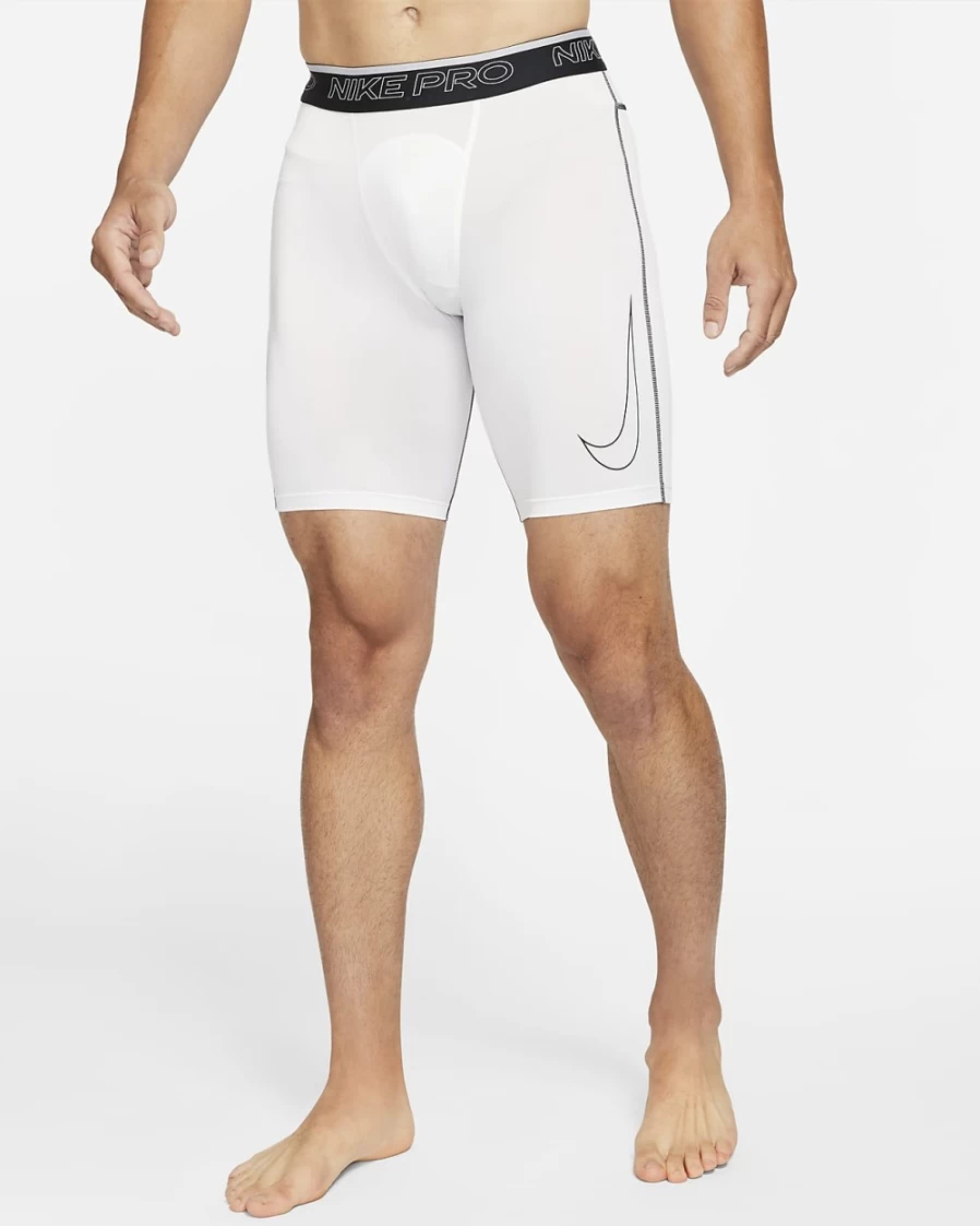 Nike Pro Dri-FIT Men's Training Shorts - White/Black/Black - Moisture-Wicking & Breathable