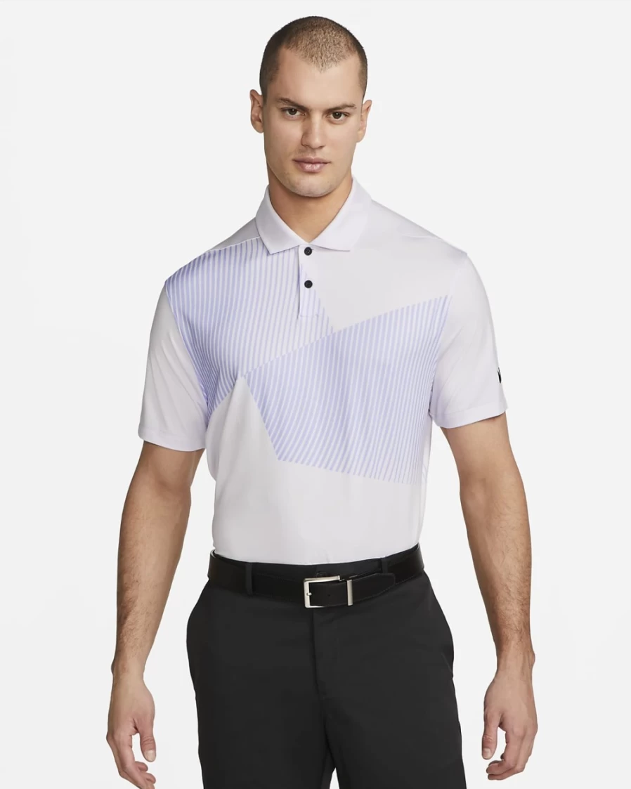 Nike Men's Dri-FIT Vapor Printed Golf Polo Shirt - Barely Grape/Black, Moisture-Wicking Performance Top