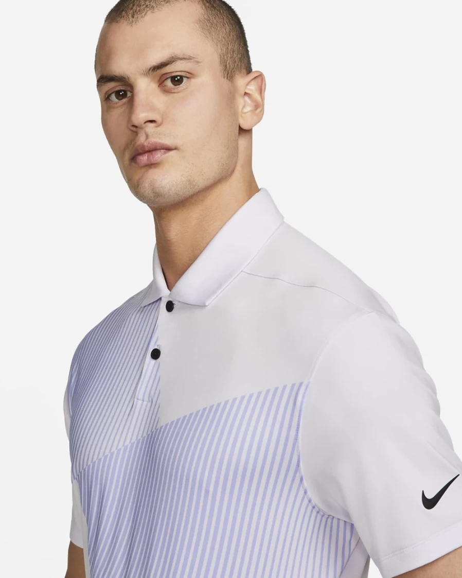 Nike Men's Dri-FIT Vapor Printed Golf Polo Shirt - Barely Grape/Black, Moisture-Wicking Performance Top