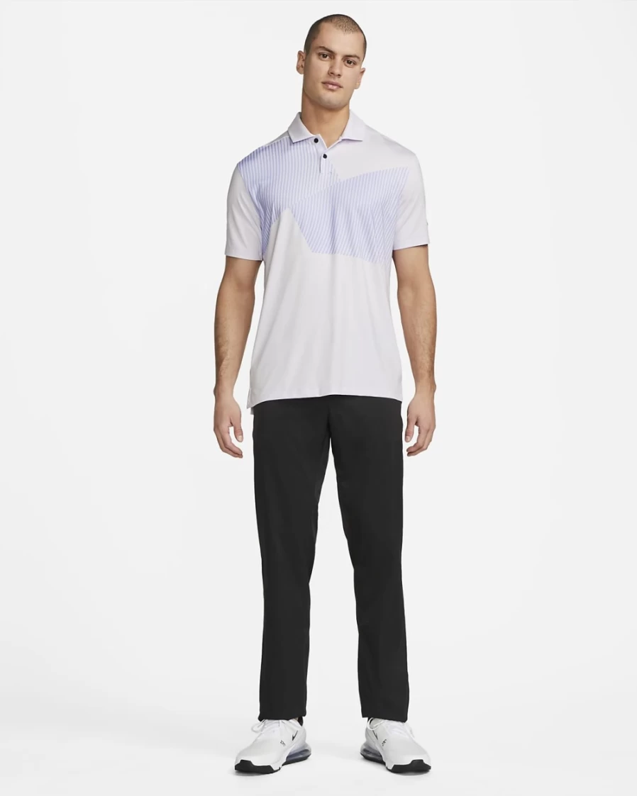 Nike Men's Dri-FIT Vapor Printed Golf Polo Shirt - Barely Grape/Black, Moisture-Wicking Performance Top