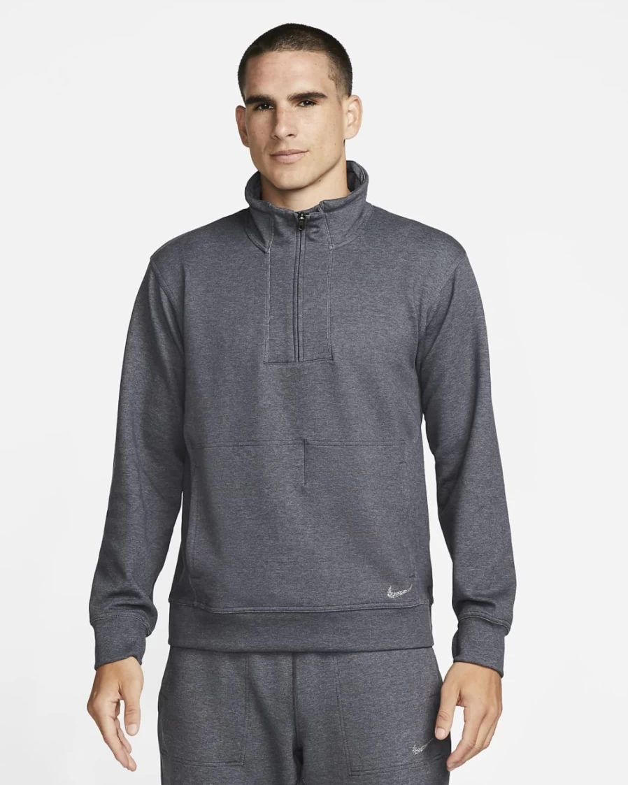 Nike Men's Dri-FIT Yoga Restore 1/4-Zip Top - Black/Pure - Moisture-Wicking Workout Shirt