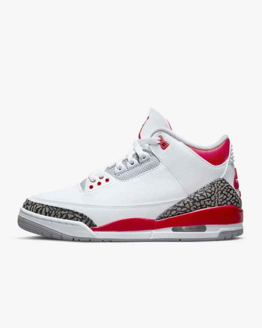 Nike Air Jordan 3 Retro Men's Basketball Shoes - White/Black/Cement Grey/Fire Red