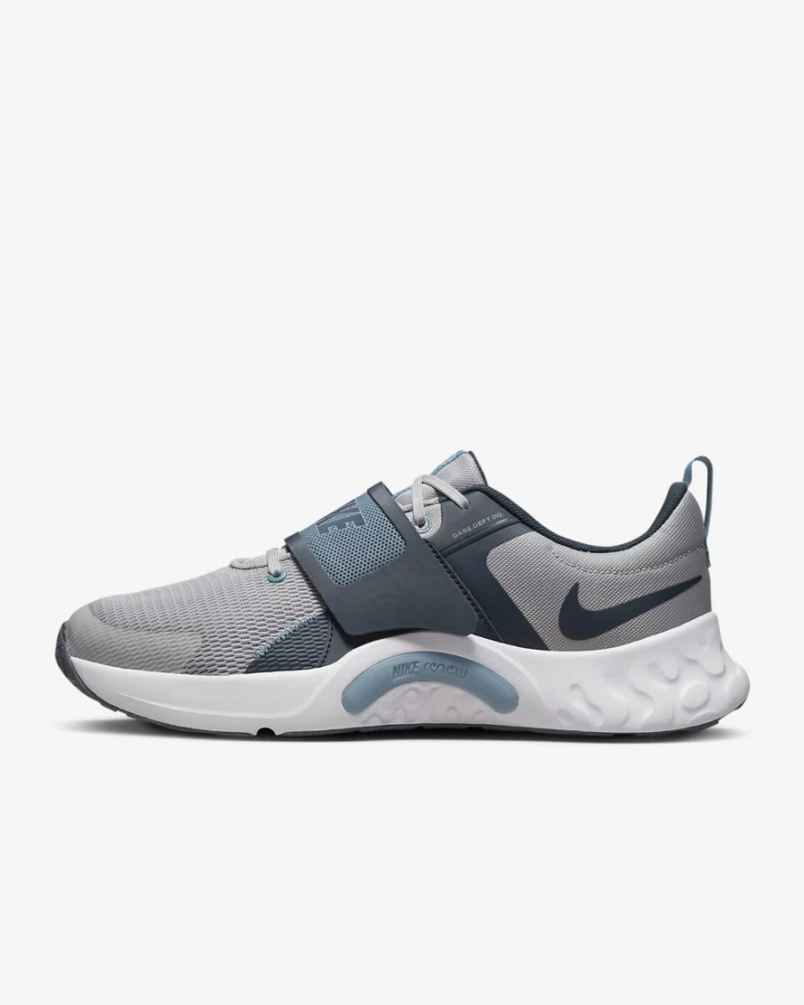 Nike Renew Retaliation 4 Men's Light Smoke Grey Training Shoes - Cerulean & Armory Navy Accents